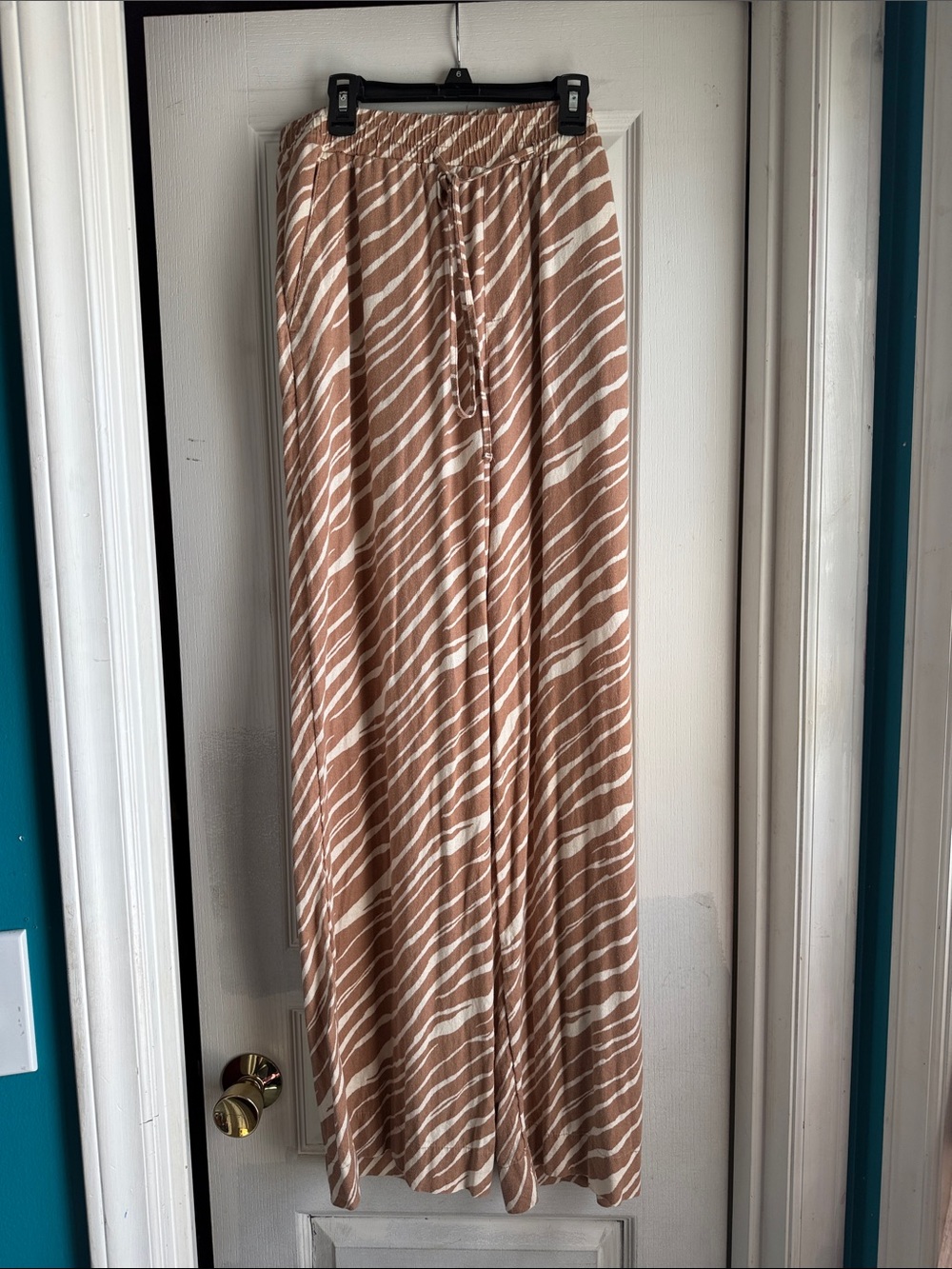 a new day Tan and White Zebra-Print flowy pants